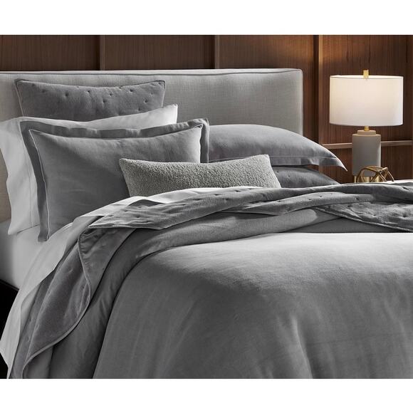 Hotel Collection Linen Full Queen Comforter Set Gray 3 Pc Luxury Bedding NEW - Picture 2 of 7